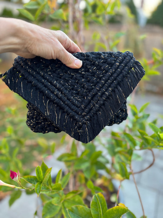 Festive Golden Black Clutch