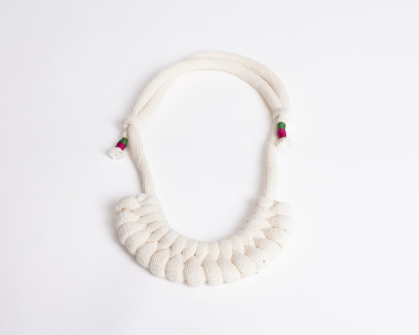 Adjustable Knotted braided cotton necklace