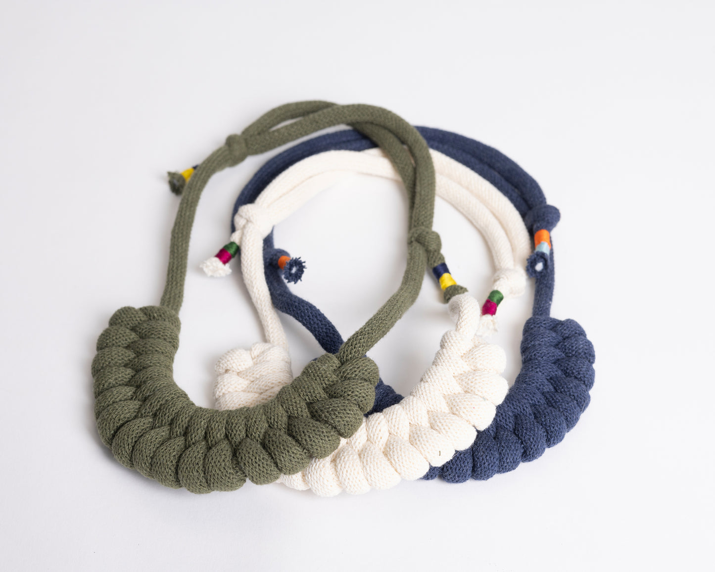 Adjustable Knotted braided cotton necklace